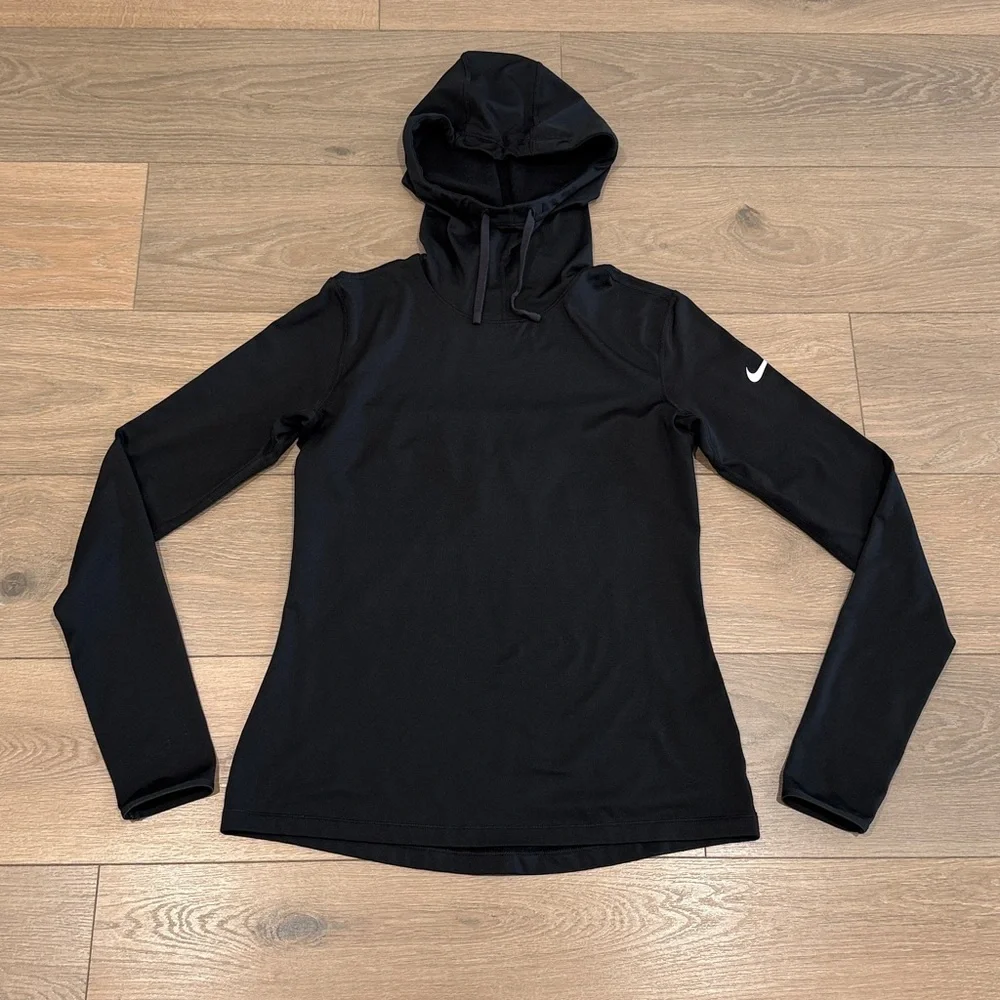 NIKE‎ PRO Black Hyperwarm Fitted Long Sleeve Pullover Active Hoodie Size Medium